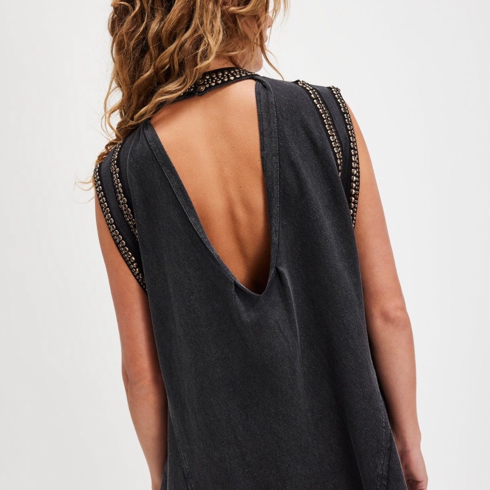 Free People Black Backless Embellished Top - Picture 3 of 8
